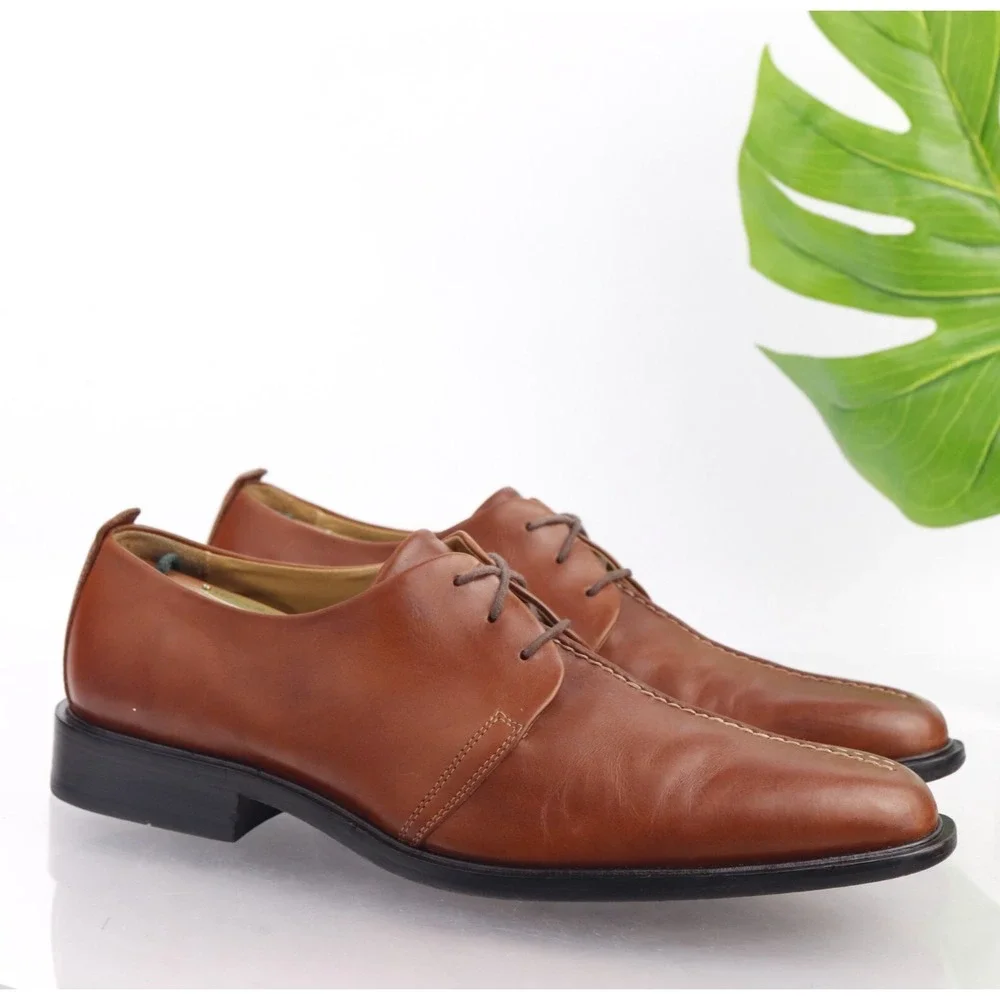 Cole Haan Mens Beckett Oxfords Size 12 M Tan Brown Leather Split Toe Dress Shoes